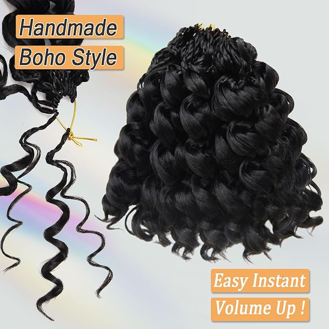 Short Curly Crochet Braids for Black Women 8 Inch Soft GoGo Curl Crochet Hair, Prelooped Ocean Deep Water Wave Hair Crochet Tangle Free Curly Hair Braid Touch as Human Hair 7 Packs