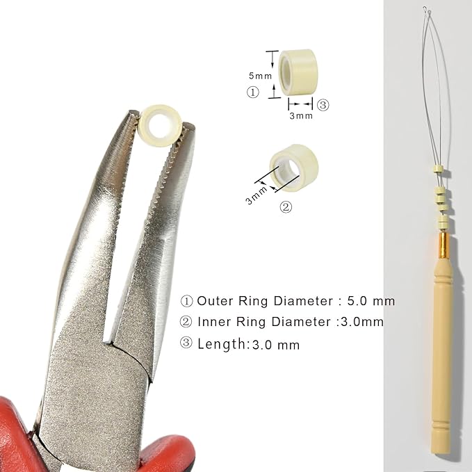 1000pcs Silicone Lined Micro Links Rings Beads Hair Feather Extensions 5.0x3.0x3.0 mm Hair Beads (Blonde)