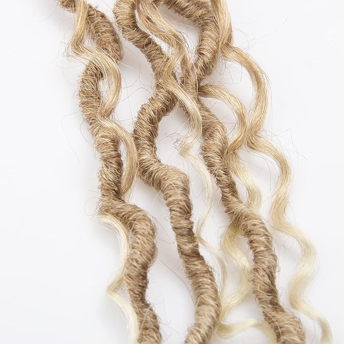 Goddess Locs Crochet Hair 18Inch Boho FauxLocs,Crochet Locs With Curly Ends River Hippie Bohemian Loc Crochet Hair 4Packs(27/613, 18inch)