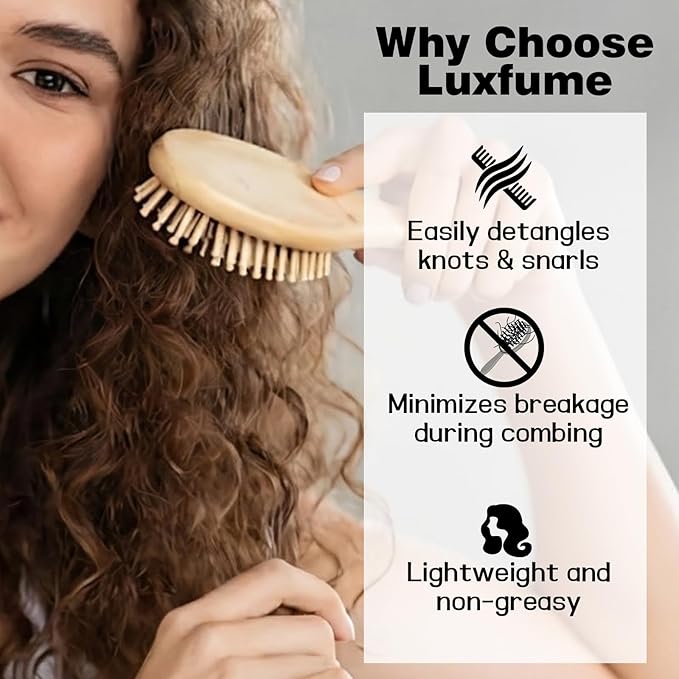 Moisturizing Detangler Spray for women, Curly Hair Detangler Spray with Rice Water, Keratin & Castor Oil - Curl Care Formula for Anti-Breakage, Repairs & Smooths, 6.08 oz