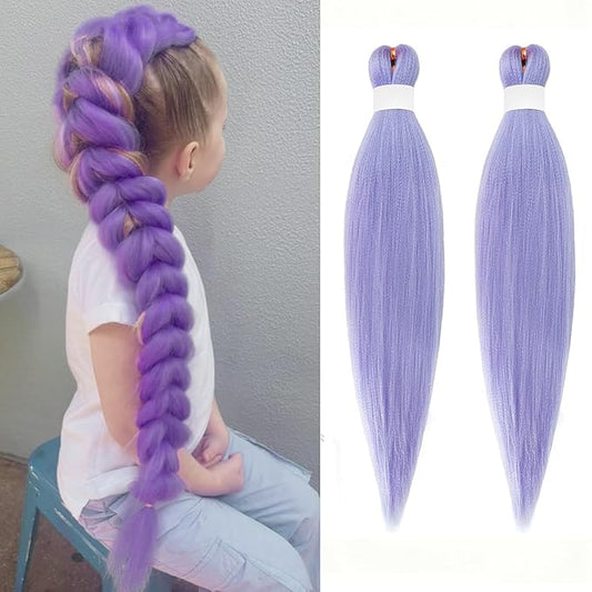 Dorsanee Light Purple Hair Extensions Rumi Hair Wig Long Pre Stretched Braiding for Braids Synthetic Twist Hair Halloween Costume Cosplay
