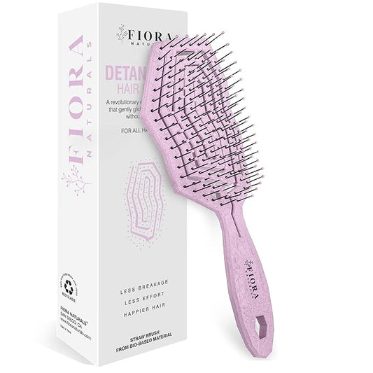 Fiora Naturals Hair Detangling Brush for Women - Detangler Hair Brush w/Flexible Soft Bristles- Gently Glides Through Tangles - Curly, Fine, Dry and Shower Wet HairBrush, cepillo para cabello - Pink