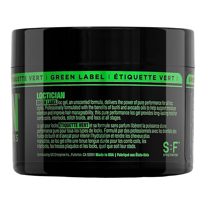 Style Factor Loctician Green 5 oz - Premium Pomade with Buriti & Avocado Oils Max Hold, Unscented, Clean, Expert Styling Gel for Locs, Twists, Braids for All Hair Types