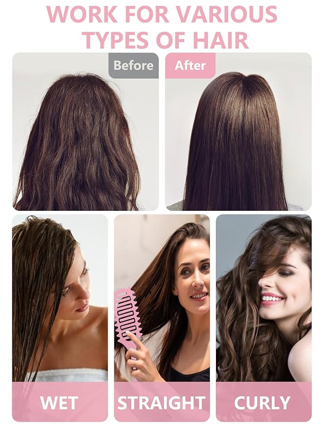 Curl Defining Brush for Curly Hair, 2025 Vented Detangling Brush for Wet, Curl Styling Brush for Women, Less Pulling, Defines & Shapes, Great Gift for Curly Hair Women (Pink)