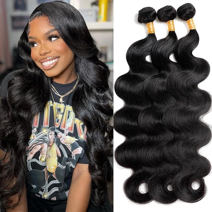 12A Human Hair Bundles Body Wave 3 Bundles 16 18 20 Inch Weave 100% Unprocessed Brazilian Human Hair Bundles（16 18 20）