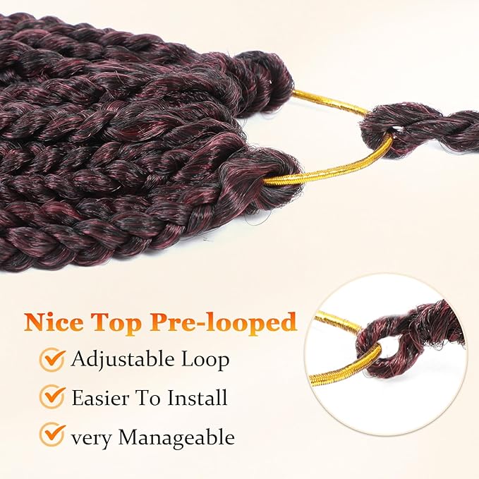 Goddess Box Braids Boho Crochet Hair, 24 Inch, 9 Packs, Pre Looped Box Braids For Black Women