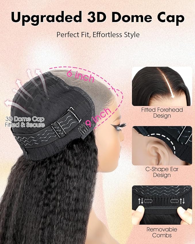 BGM GIRL 9x6 M Cap Water Wave Glueless Wig Human Hair Pre Bleached Tiny Knots Pre Cut HD Lace 180% Density Deep Wave Wear Go Wig Pre Plucked Transparent Lace Natural Black 18 Inch