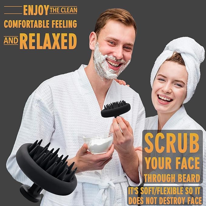 Beard Brush for Men, Silicone Beard Scrubber, Deep Cleans, Hair & Beard Exfoliator Helping Beard Shampoo Better Clean the Beard, Good Helper for Beard Oil - Eco & Reusable