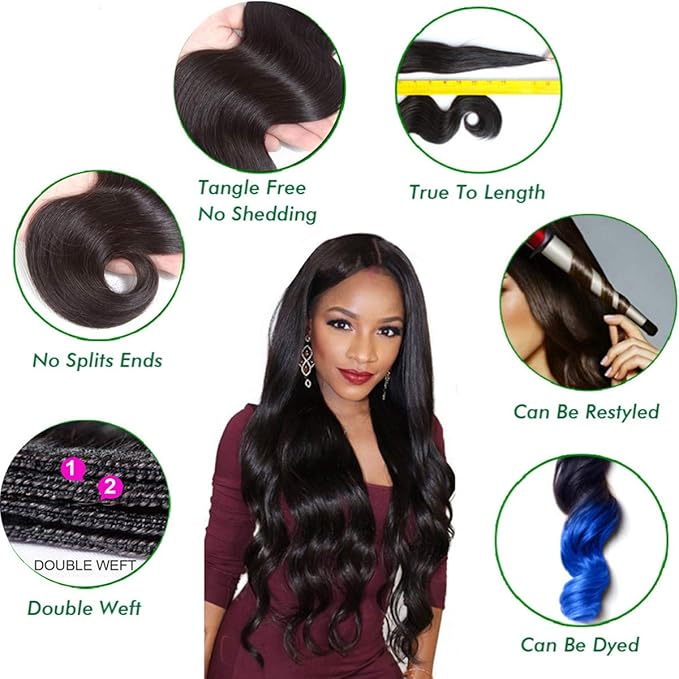 Bundles With Frontal Brazilian Body Wave 3 Bundles with Frontal Brazilian Remy Hair Natural Color 100% Unprcessed Human Hair Extension (22 24 26+20 inches)