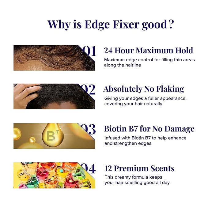 Red by Kiss Edge Fixer 24 Hour Maximum Hold Edge Wax No Flaking Biotin B7 Infused Hair Gel 0.50 fl.oz (Mini Size (5 PCS))