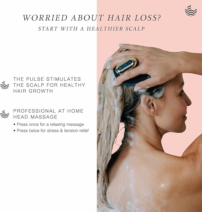 MANTA Pulse Electric Scalp Massage Brush – Wet Exfoliating Scalp Massager, Shampoo Brush for Hair Growth with Shower Holder, Grey