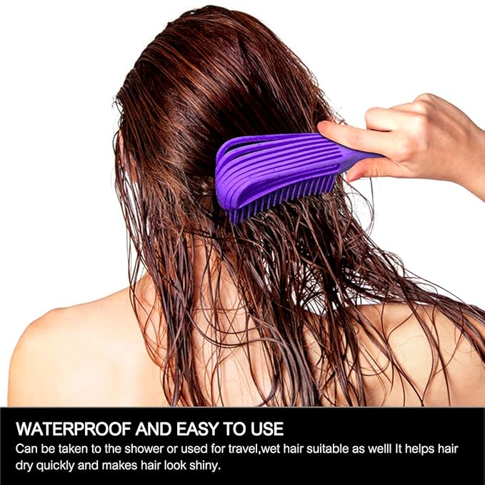 Detangling Brush for Women's Afro American/African 3a to 4c Kinky, Wavy, Curly, Coily Hair - Knots Detangler and Scalp Massage Comb for Wet/Dry/Oil/Thick/Long Hair (2 pcs, Purple-Green)