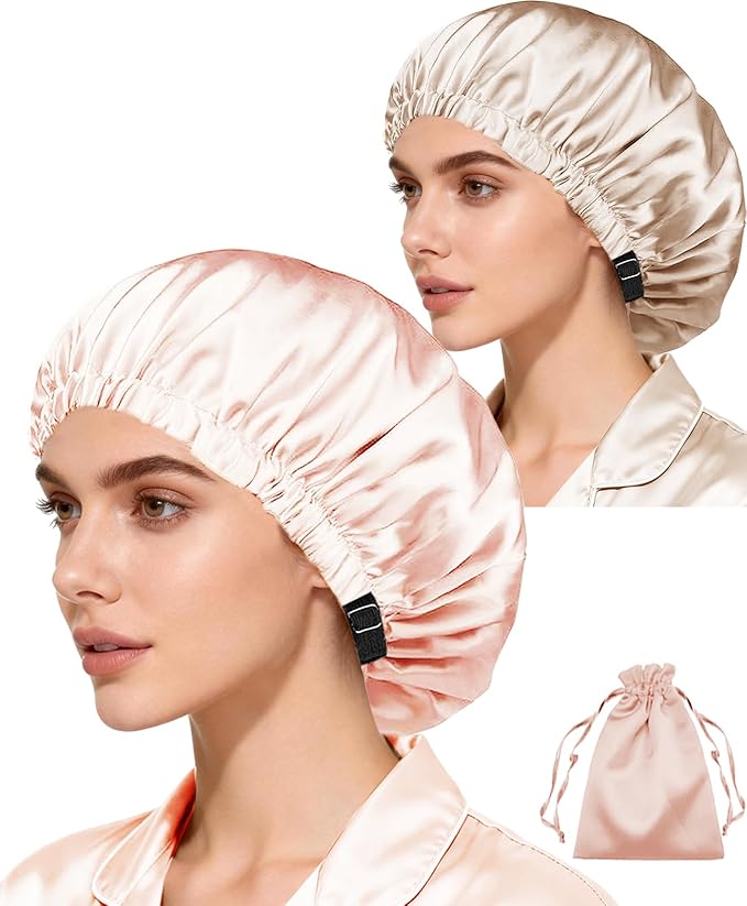 3Pcs Hair Bonnets For Sleeping Satin Bonnet For Women Silk Bonnets Womens Curly Hair Sleep Caps Silky Night Cap