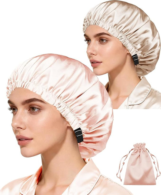 3Pcs Hair Bonnets For Sleeping Satin Bonnet For Women Silk Bonnets Womens Curly Hair Sleep Caps Silky Night Cap