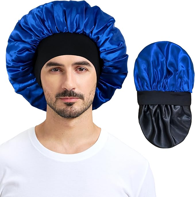 Silk Bonnet for Men Women, Satin Hair Bonnets for Sleeping, Double Layer Large Unisex Sleep Cap for Curly Hair Braids