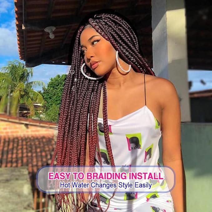 8 Pack Ombre Braiding Hair Pre Stretched - 36" 110G/Pack Premium Pre Stretched Braiding Hair Extensions, Professional Itch Free Hot Water Setting Perm Yaki Texture Prestretched Hair(1Bbug)