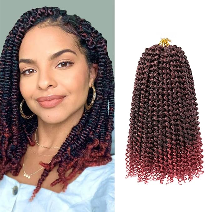8 packs Passion Twist Crochet Hair 12 Inch Bohemian Curly Braids Water Wave Hair for Passion Twist Braiding Hair Synthetic Fiber Hair Extensions (12 Inch,1B/Bug)