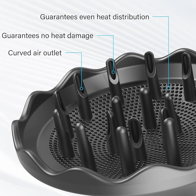 Hair Dryer Diffuser, Attachment for Hair Dryer, Hair Diffuser for Curly Hair, 360° Magnetic Diffuser for HZD&DSON Hair Dryer, Hair Attchment for Women, Black