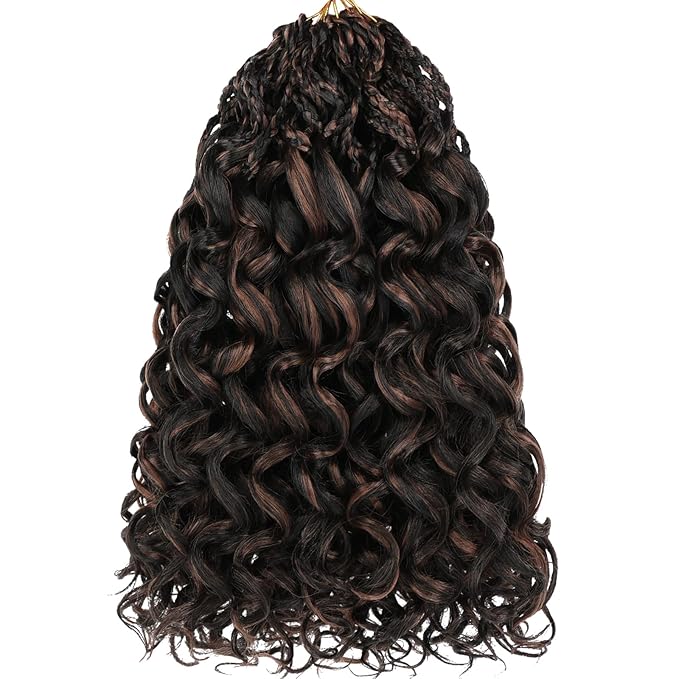 10 Inch Gogo Curl Crochet Hair 8 Packs Natural Black Ocean Wave Crochet Hair Deep Twist Pre-looped Goddess Box Braids Short Curly Water Wave Synthetic Braiding Hair for Women (16Strands/pack 1BH30#)