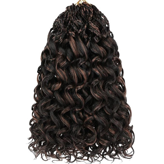 10 Inch Gogo Curl Crochet Hair 8 Packs Natural Black Ocean Wave Crochet Hair Deep Twist Pre-looped Goddess Box Braids Short Curly Water Wave Synthetic Braiding Hair for Women (16Strands/pack 1BH30#)