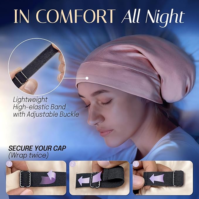 OLESILK Silk Bonnet for Long Hair: 100% Mulberry Silk for Sleeping Women&Men, Extra Large Loc Cap for Braids, Adjustable