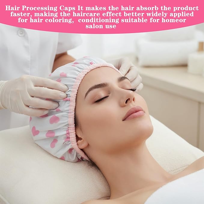 2Pcs Pink Deep Conditioning Hot Oil Hair Treatment Caps, Double Layer, Waterproof Deep Conditioning Hair Cap, Reusable Shower & Steam Caps