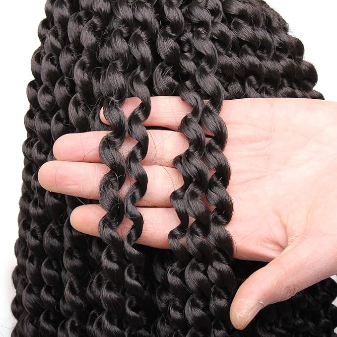 Leeven 7 Packs Passion Twist Hair 12 Inch Water Wave Crochet Braiding Hair Dark Brown Bohemian Passion Twist Synthetic Braids Bomb Spring Twist Braiding Hair for Distressed Butterfly Locs 4#