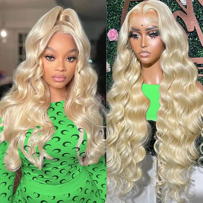 22Inch Blonde Wig Human Hair 13x6 613 Lace Front Wig Human Hair 180% Density HD Swiss Body Wave Lace Front Glueless Wigs Pre Plucked With Baby Hair(22 inch, 613 Blonde Wig)