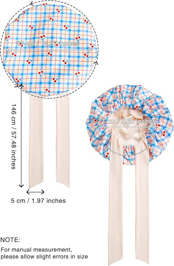 Double Layer Silk Bonnet with Tie Satin Lined Sleep Cap Hair Cover for Women's Curly Natural Hair