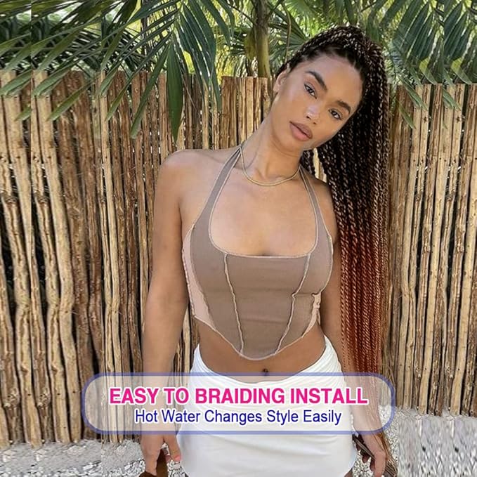 8 Pack Ombre Braiding Hair Pre Stretched - 36" 110G/Pack Premium Pre Stretched Braiding Hair Extensions, Professional Itch Free Hot Water Setting Yaki Texture Prestretched Hair(1B30)