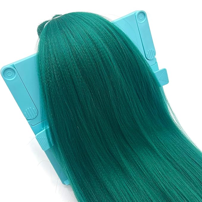 Pre Stretched Braiding Hair Green Kanekalo Teal Braiding Hair Pre Stretched Colored Hair Extensions for Braiding Box Braids Hair Knotless Prestretched Braiding Hair 26 inch