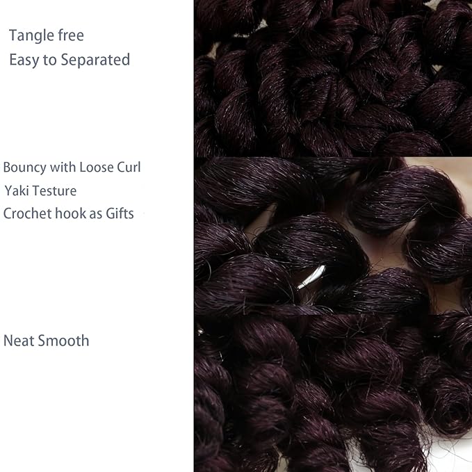 99J Short Jamaican Bounce Crochet Hair 3 Packs 2X Ringlet Wand Curl Crochet Hair 8 Inch Curly Crochet Hair Extensions Burgundy Curly Crochet Braiding Hair 100 Roots
