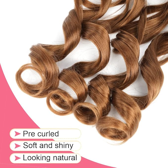 Pre Stretched French Curly Braiding Hair 24 Inch 6Pcs Loose Wave Bouncy Braiding Hair Pre Stretched 100g/pack Yaki Curly Hair for Black Women Hair Extensions (#30)