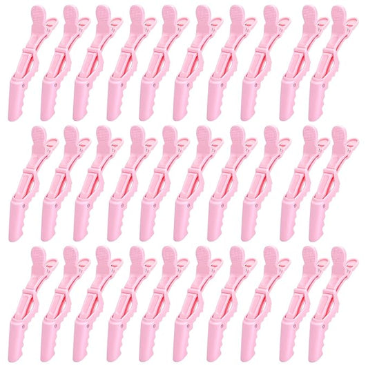 30 Pcs Alligator Hair Clip for Styling Sectioning - Salon Hair Clip for Thick Hair, Plastic Hair Styling Clip with Wide Teeth & Double-Hinged Design (Pink)