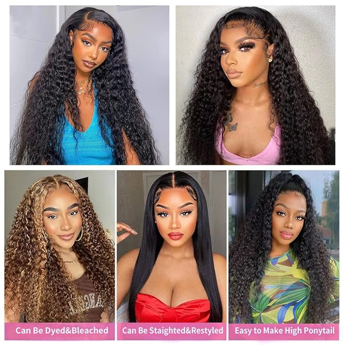 Deep Wave Human Hair Bundles, 20 22 24 Inch, 100% Unprocessed Brazilian Virgin Hair, Deep Curly, Natural Black, Wet And Wavy Bundles - 3 Pack, Style Keep Texture Silky Soft, Hair Extension
