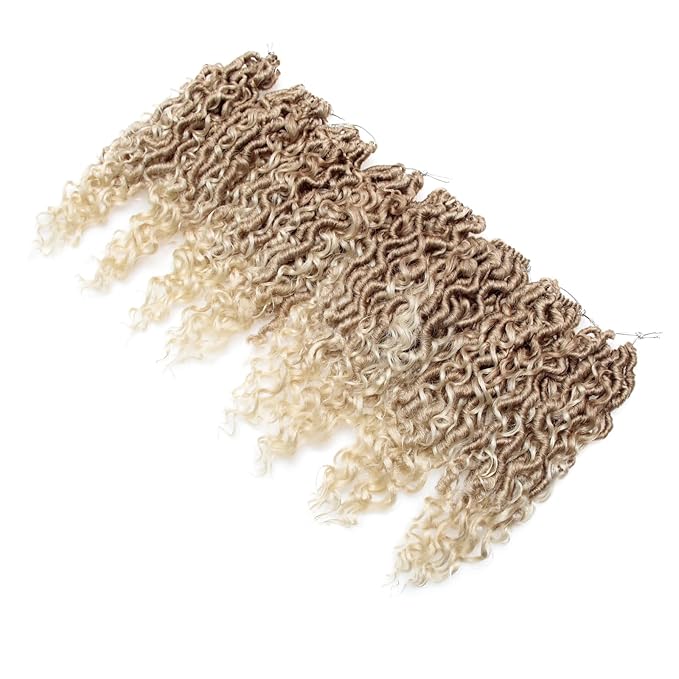 Goddess Locs Crochet Hair 12Inch Curly Faux Locs 8Packs Pre-looped Boho River Hippie Locs Bohemian Locs Crochet Hair for Black Women(27/613, 12inch(Pack of 8))