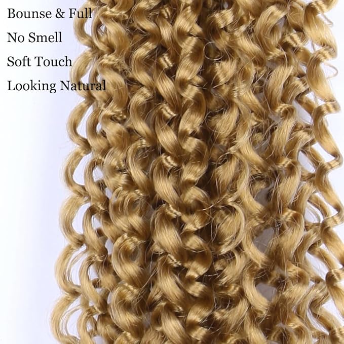 Passion Twist Hair Extensions Blond Curly Crochet Hair 12 Inch Short Curly Braiding Hair 3 Packs Crochet Braids with Curls for Black Women（12",27#)