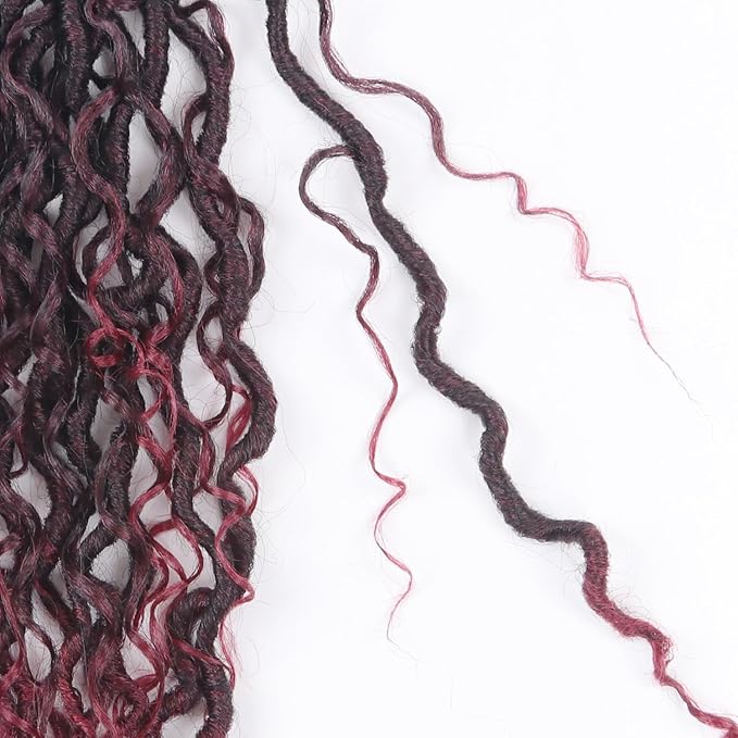 Goddess Locs Crochet Hair,Vemet 14 Inch 9 Packs Synthetic Faux Locs Crochet Hair for Black Women,River Locs Hair Extensions Boho Style Pre looped Faux Locs with Curly Ends