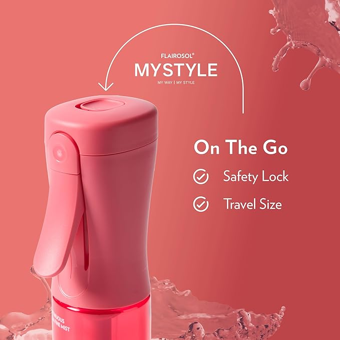 FLAIROSOL MyStyle, Spray Bottle for Hair - Small Travel Spray Bottle, Ultra Fine Continuous Water Mist for Face, Hairstyling, Salon, Cleaning, Beauty, Toners, Hydration & Makeup, 3.04oz / 90ml, Pink