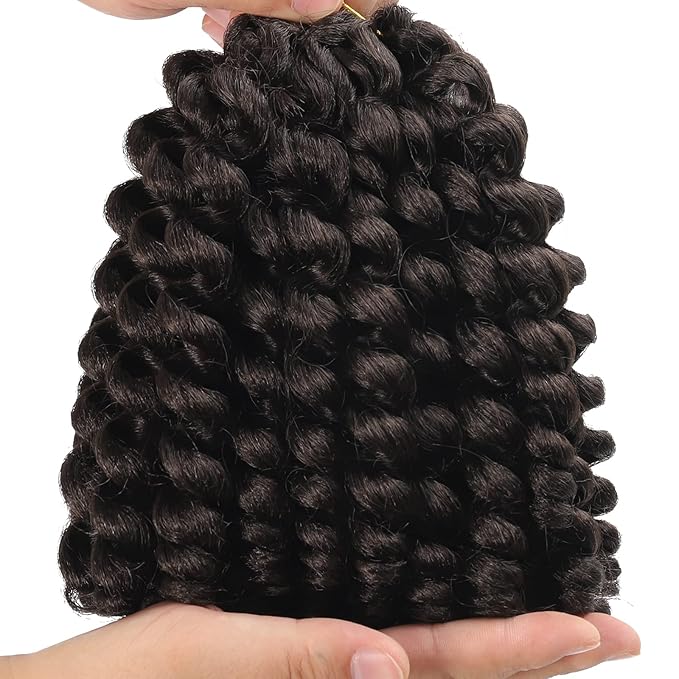 100 Strands 2X Ringlet Wand Curl Jamaican Bounce 8 inch Dark Brown Synthetic Crochet Hair Extensions Crochet Braiding Hair (8Inch (Pack of 5), 4#)