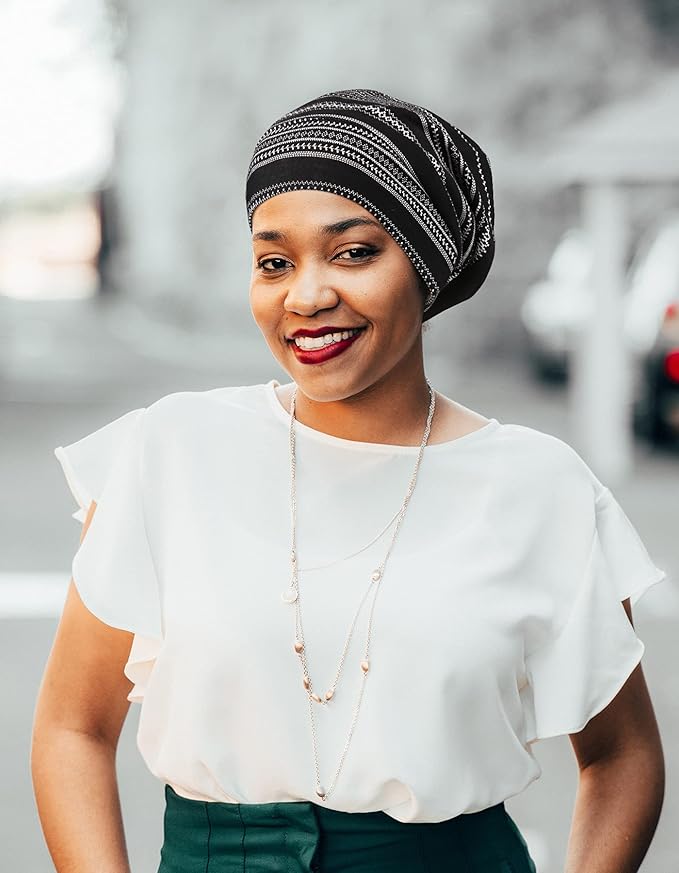 Adjustable Satin Lined Sleep Cap for Dreadlocks Curly Hair Large Head-Stay On Overnight