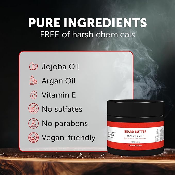 Detroit Grooming Co. Beard Butter for Men | Softens, Thickens & Hydrates with Safflower Oil & Shea Butter | Traverse City Scent, 4oz