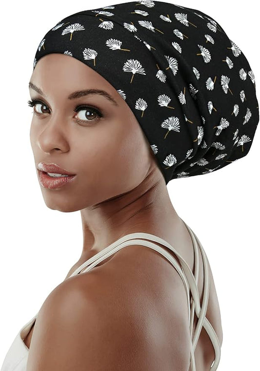 Adjustable Satin Lined Sleep Cap for Dreadlocks Curly Hair Large Head-Stay On Overnight