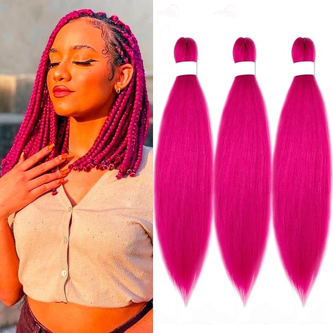 Kids Pink Braiding Hair Pre Stretched Short Braiding Hair Extensions for Braiding Box Braids Knotless Prestretched Braiding Hair 16 Inch