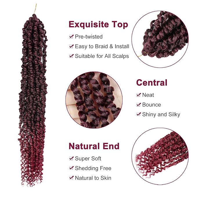 Passion Twist Hair - 8 Packs 22 Inch Passion Twist Crochet Hair For Women, Crochet Pretwisted Curly Hair Passion Twists Synthetic Braiding Hair Extensions (22 Inch 8 Packs, TBUG)