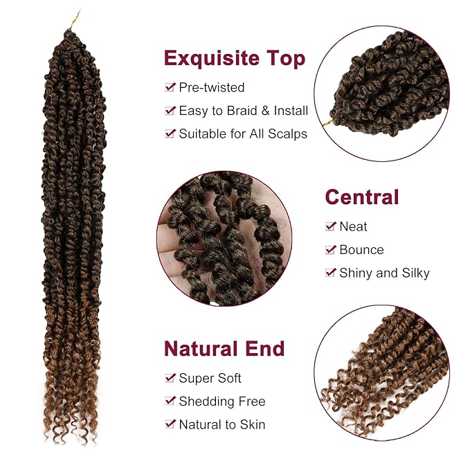 Passion Twist Hair - 8 Packs 20 Inch Passion Twist Crochet Hair For Women, Crochet Pretwisted Curly Hair Passion Twists Synthetic Braiding Hair Extensions (20 Inch 8 Packs, T30)