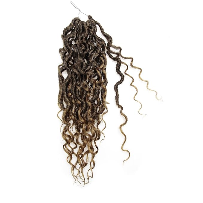 Goddess Locs Crochet Hair Short Curly Faux Locs 10Inch 8Packs Pre-looped River Locs Hippie Locs Bohemian Crochet Braids for Black Women (1B/27, 10inch(Pack of 8))