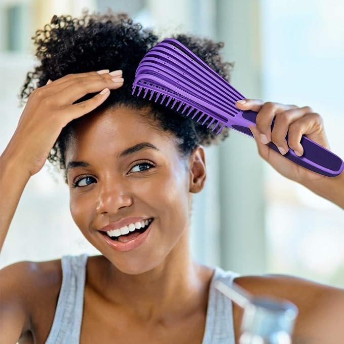 BESTOOL Detangling Brush for Natural Hair, Detangler for 3/4abc Curly, Coily, Kinky Hair, Detangle Wet/Dry Easily with No Pain (Purple)