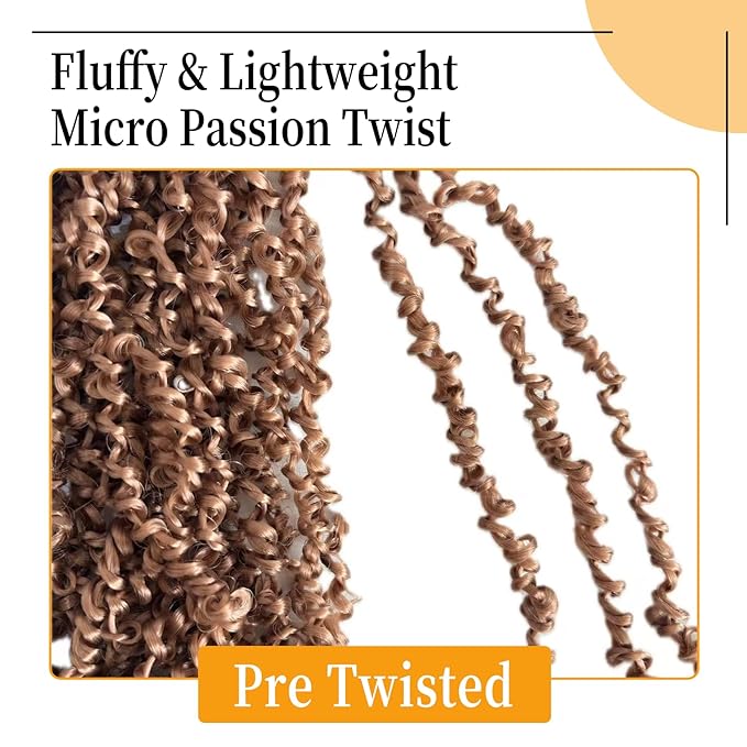 16 Inch Pre-Looped Yanky Twist Crochet Hair, 30 Strands/Pc, Mini Passion Twists, Senegalese Braiding Hair (30#, 8 Pcs/Pack)