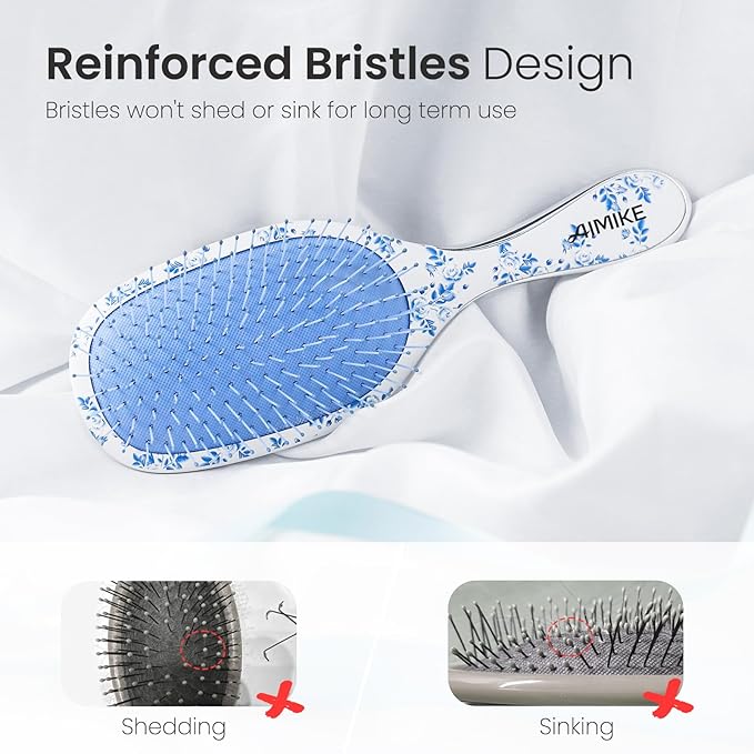 AIMIKE Porcelia Qing Detangler Brush, Pain-Free Detangling Brush with Soft FlexGlide Bristles, No Breakage or Pulling, Paddle Hair Brushes for Women Girls, Fast & Gentle Detangling for Thin Fine Hair